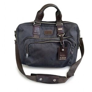 Tumi Alpha Bravo Yuma Slim Brief - Anthracite/Brown Leather